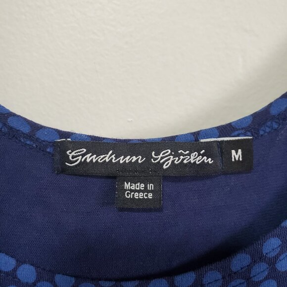 GUDRUN SJODEN Polka Dot Sleeveless Tank Dress Knee Length Blue Women's Medium - Picture 7 of 11